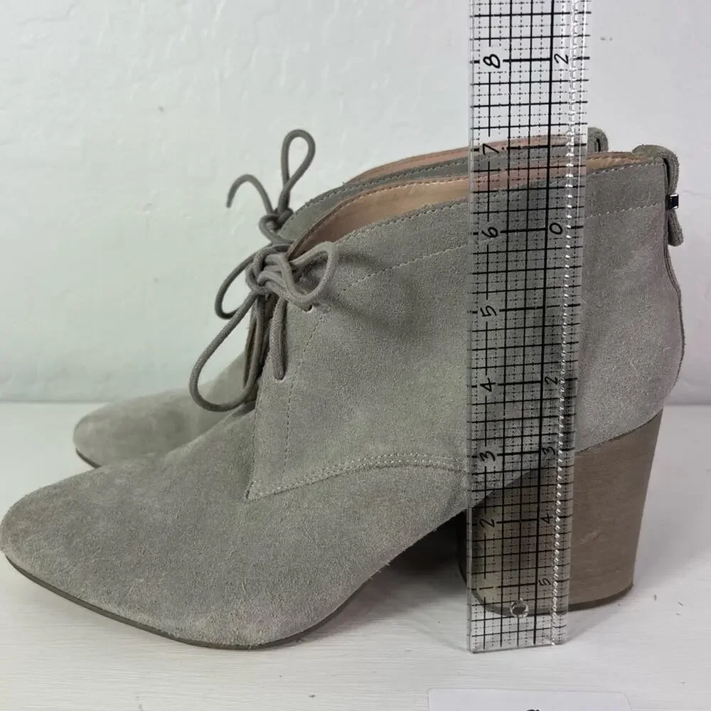 French connection Boots Womens 11 Gray Dinah Suede Leather Block heeled lace Up